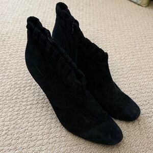 Delman Black Suede Ankle Booties